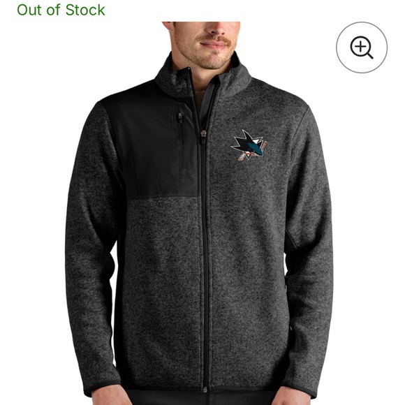 San Jose Sharks Antigua Fortune zip up jacket in heathered charcoal grey